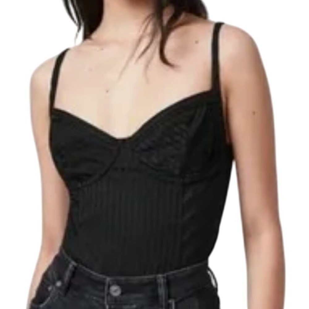 All Saints Women's‎ Yuni Rib Black  Underwire Bodysuit Size 2
